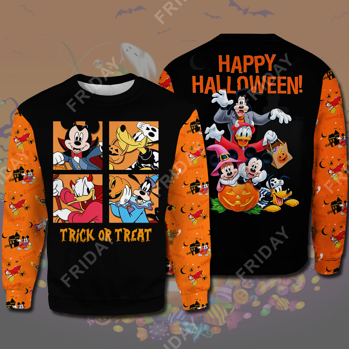 Unifinz DN T-shirt House Trick Or Treat Happy Halloween T-shirt Cute DN MK Mouse Hoodie Sweater DN Halloween Hoodie Shirt 2022