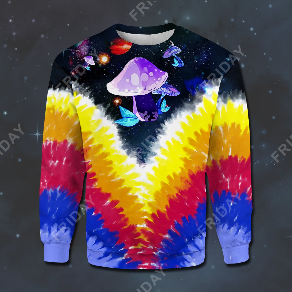 Unifinz Hippie T-shirt Hippie Space Shroom Tie Dye T-shirt Hoodie Adult 2022