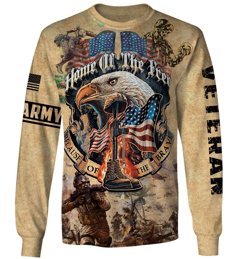 Unifinz Veteran Hoodie Army Veteran Home Of The Free Because Of The Brave Bald Eagle Falen Soldier T-shirt Veteran Shirt 2022