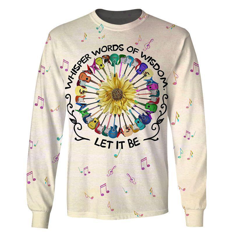 Unifinz Hippie Hoodie Guitars Whisper Words Of Wisdom Let It Be Sunflower Music Notes Sweatshirt Adult Full Size 2022