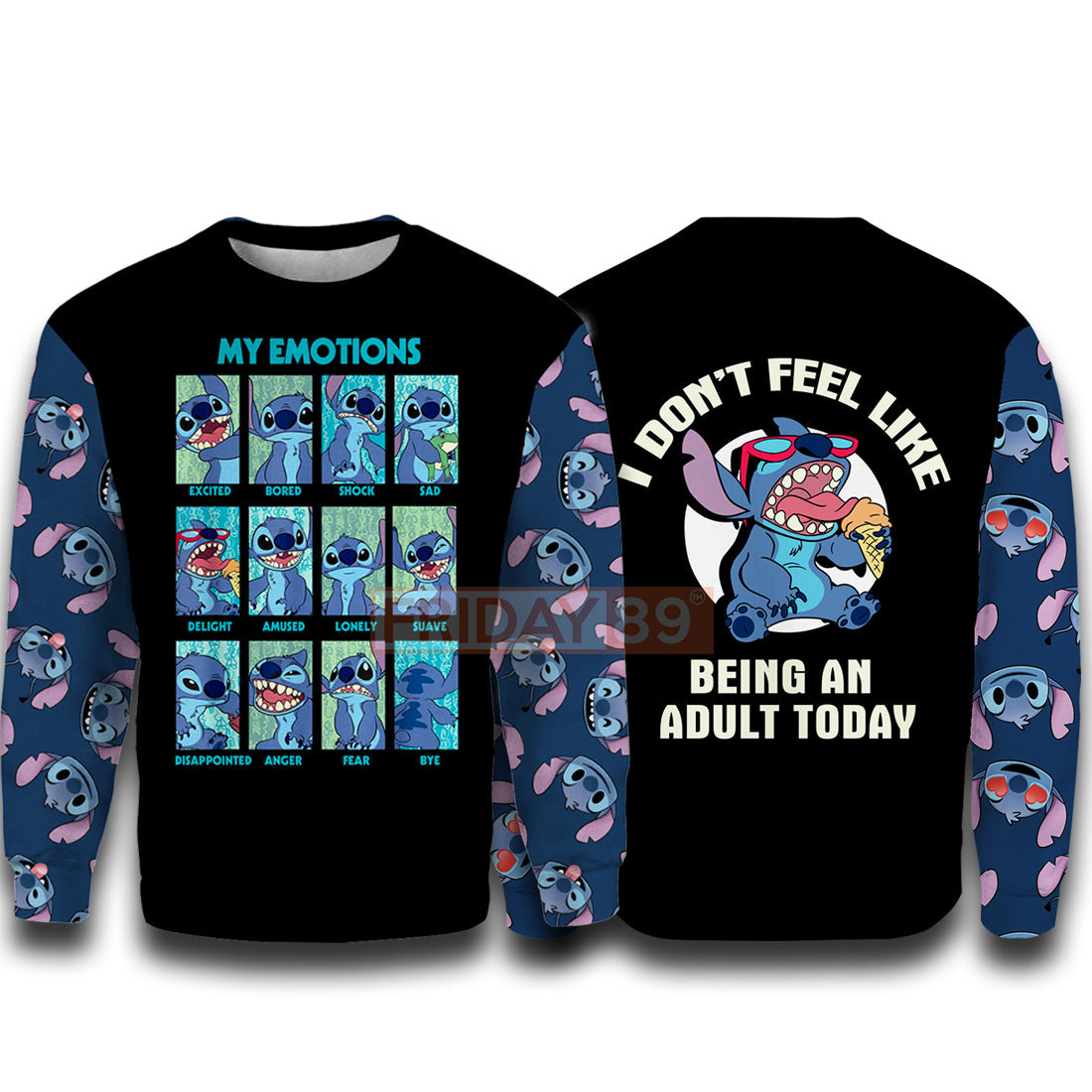 Unifinz DN Stitch T-shirt Stitch Emotions Hoodie I Don't Feel Like Being An Adult Today Stitch T Shirt Cute DN Stitch Hoodie Sweater 2022