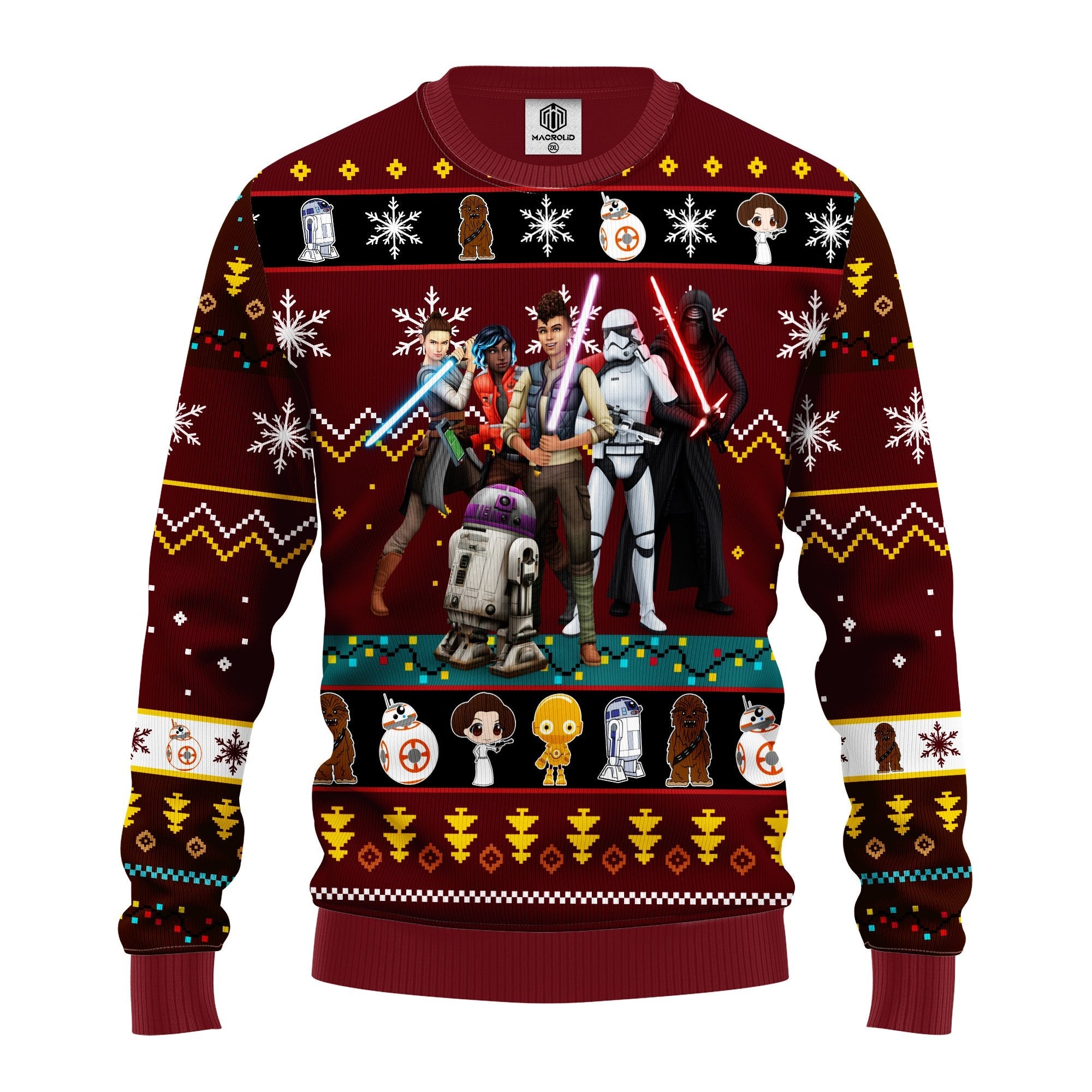 Unifinz SW Christmas Sweater SW Dark R2 D2 Stormtrooper Darth Vader Red Ugly Sweater 2022