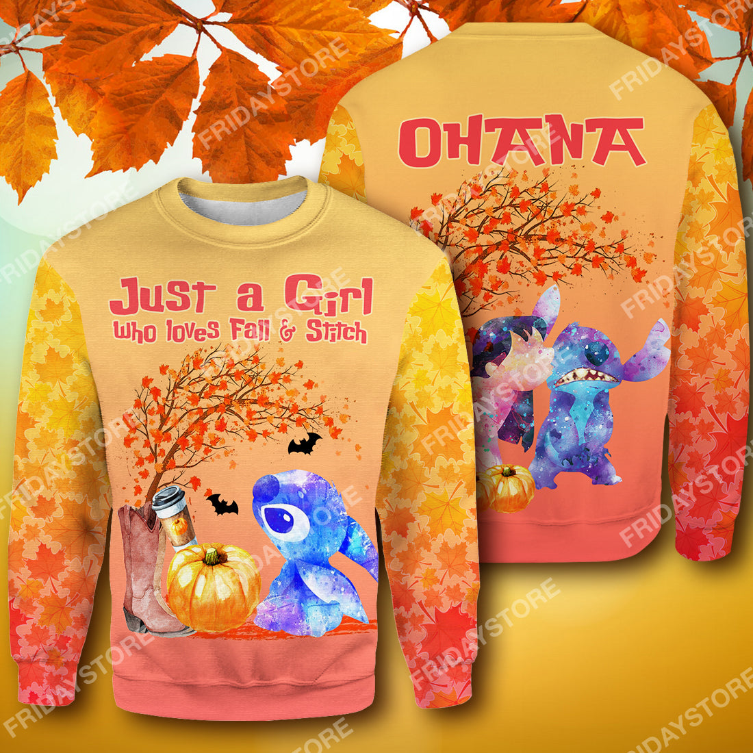 Unifinz LAS T-shirt Just A Girl Who Loves Fall And Stitch T-shirt Cute DN Stitch Hoodie Sweater 2022