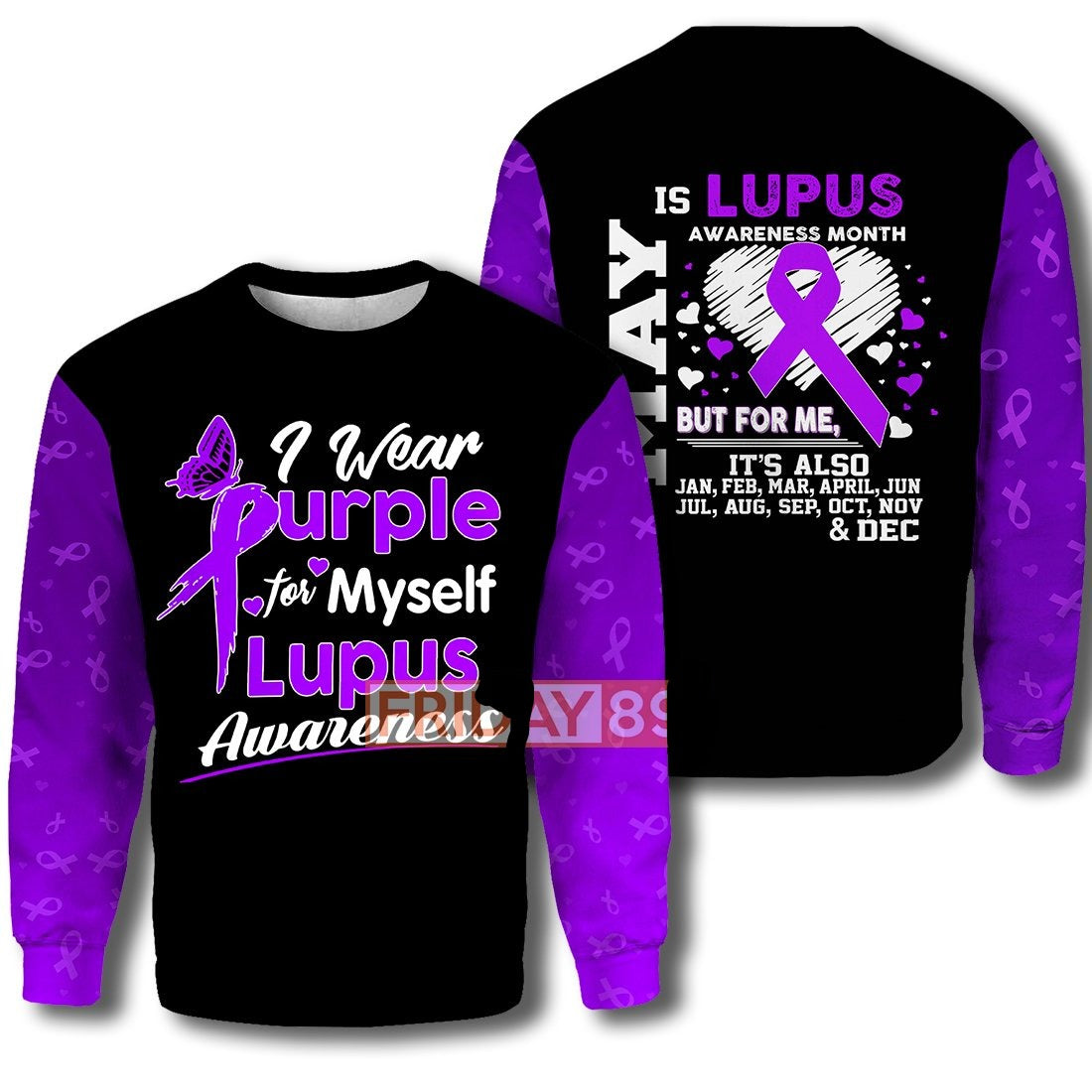 Unifinz Lupus Awareness T-shirt I Wear Purple For Myself Lupus Awareness T-shirt 2022