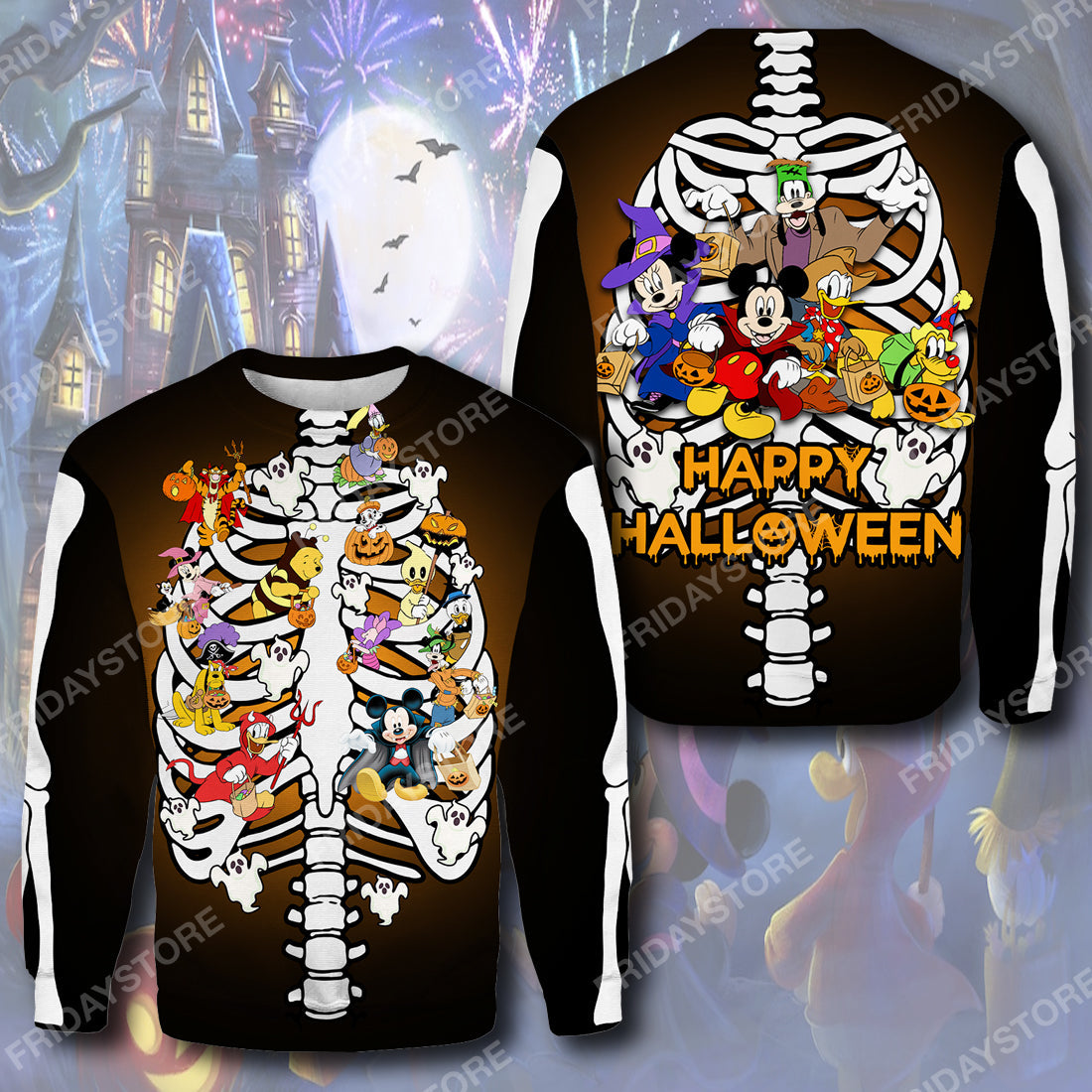 Unifinz DN T-shirt Disney Characters Happy Halloween Party Bone T-shirt Awesome DN Hoodie Sweater 2022