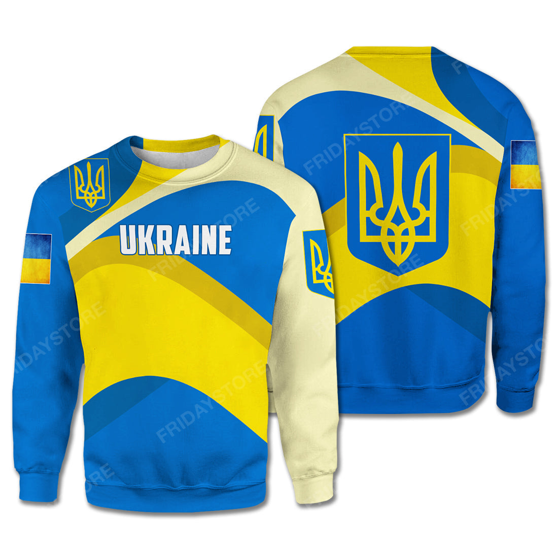 Unifinz Ukraine T-Shirt Ukraine Flag Coat Of Arms Blue Yellow Hoodie Ukraine Hoodie 2022