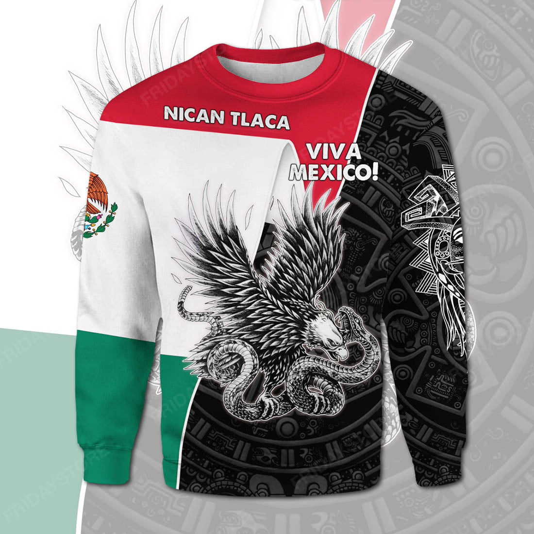 Unifinz Mexican T-shirt Mexican Flag Eagle Emblem Aztec Symbol Viva Mexico T-shirt Mexican Hoodie Mexican Sweater 2022