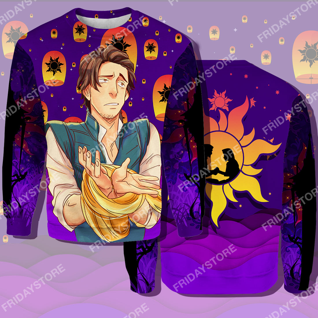 Unifinz DN Rapunzel T-shirt DN Tangled Flynn Couple Silhouette T-shirt Flynn Hoodie Apparel Awesome DN Tangled Hoodie Sweater 2022