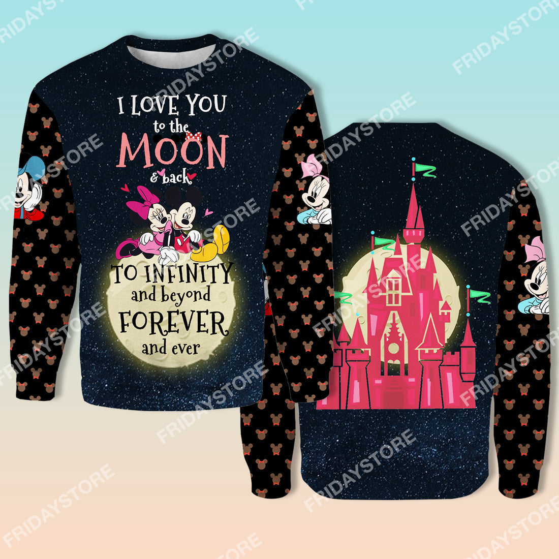 Unifinz DN T-shirt Love You To The Moon & Back To Infinity Mouse Couple T-shirt Cute DN MK MN Mouse Hoodie Sweater 2022