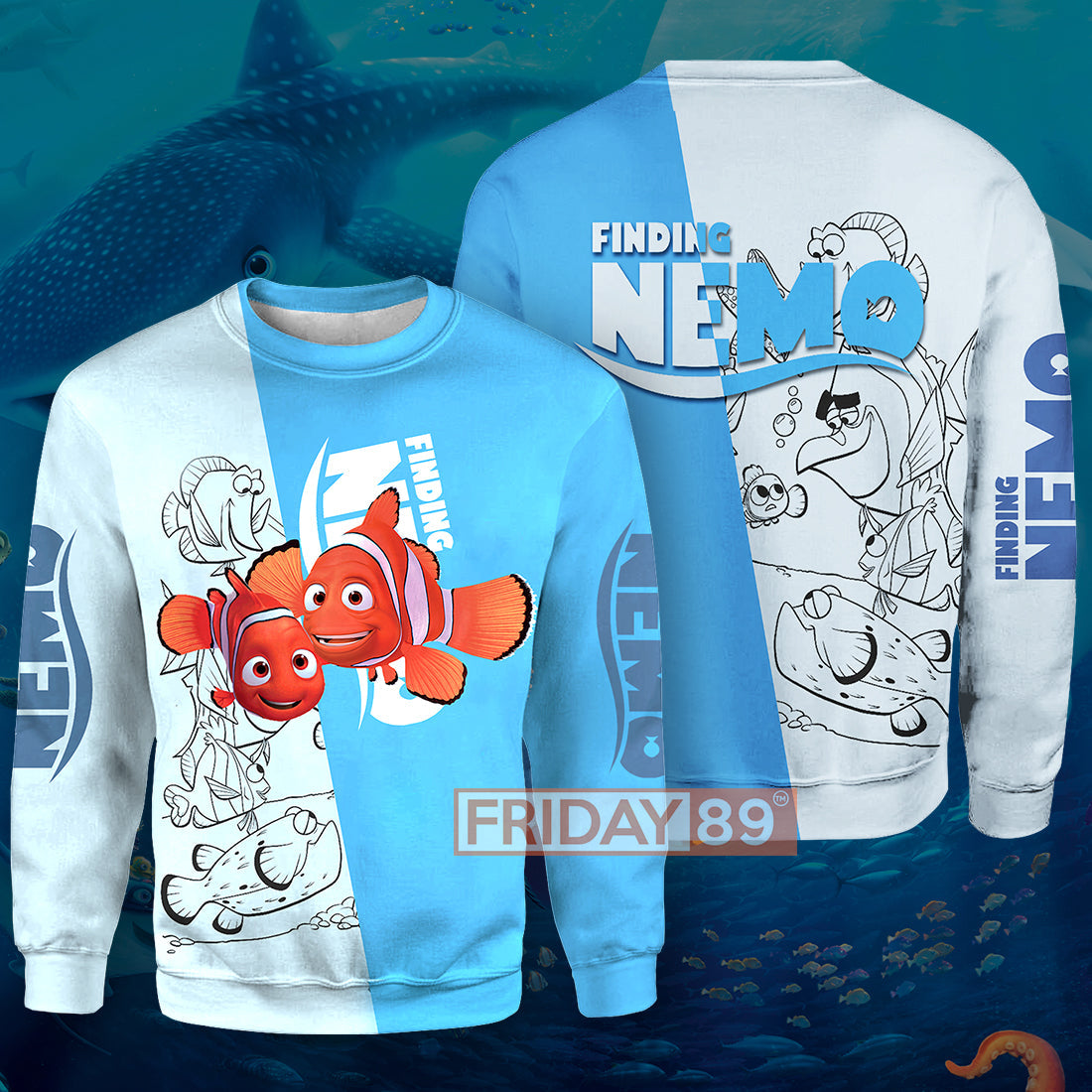 Unifinz DN T-shirt Finding Nemo Blue T-shirt Amazing DN Finding Nemo Hoodie Sweater 2022