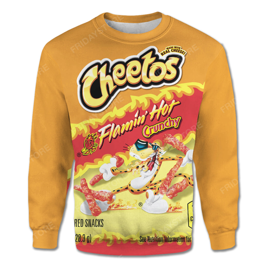 Unifinz Cheetos T-shirt Cheetos Flaming Hot Crunchy Orange T-shirt Hoodie Adult Full Size 2022