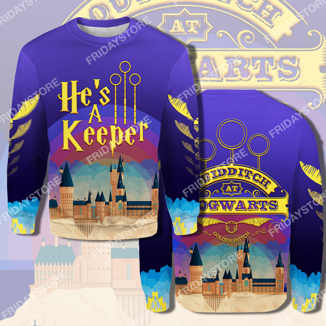 Unifinz HP T-shirt Quidditch Couple He's A Keeper T-shirt Awesome HP Hoodie Sweater Couple Apparel 2022