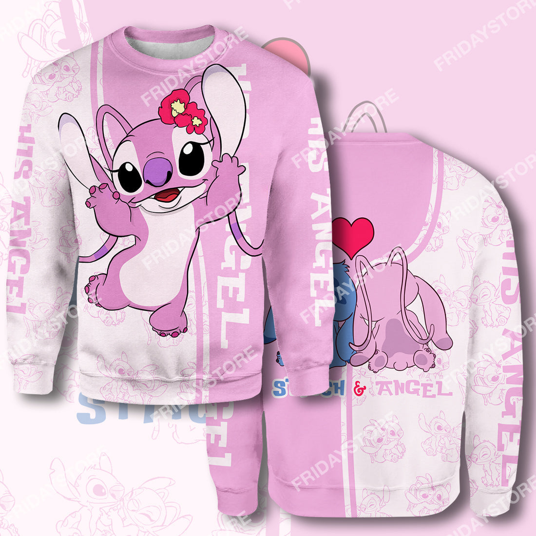 Unifinz LAS T-shirt Stitch Angel Adorable Couple Stitch Couple T-shirt Cute DN Stitch Hoodie Sweater 2022