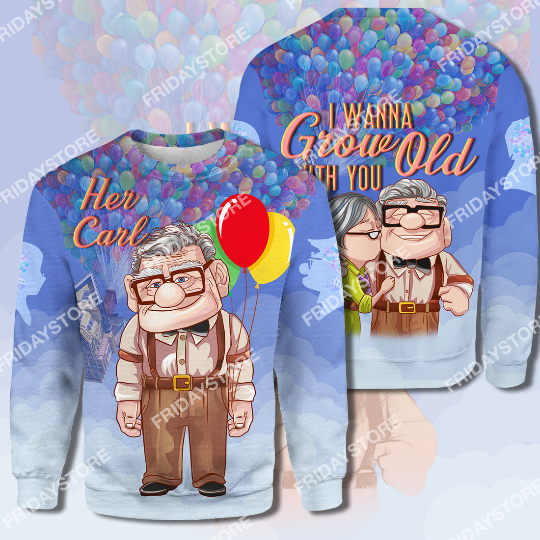 Unifinz DN Up T-shirt I Wanna Grow Old With You Up Couple Her Carl T-shirt Amazing DN Hoodie Sweater 2022