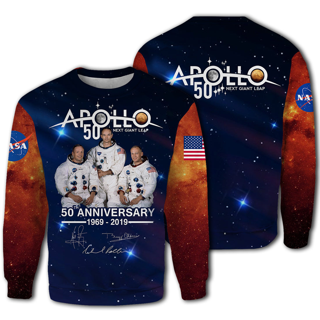 Unifinz NASA T-shirt 50th Anniversary Apollo 11 T-shirt Awesome NASA Hoodie Sweater 2022