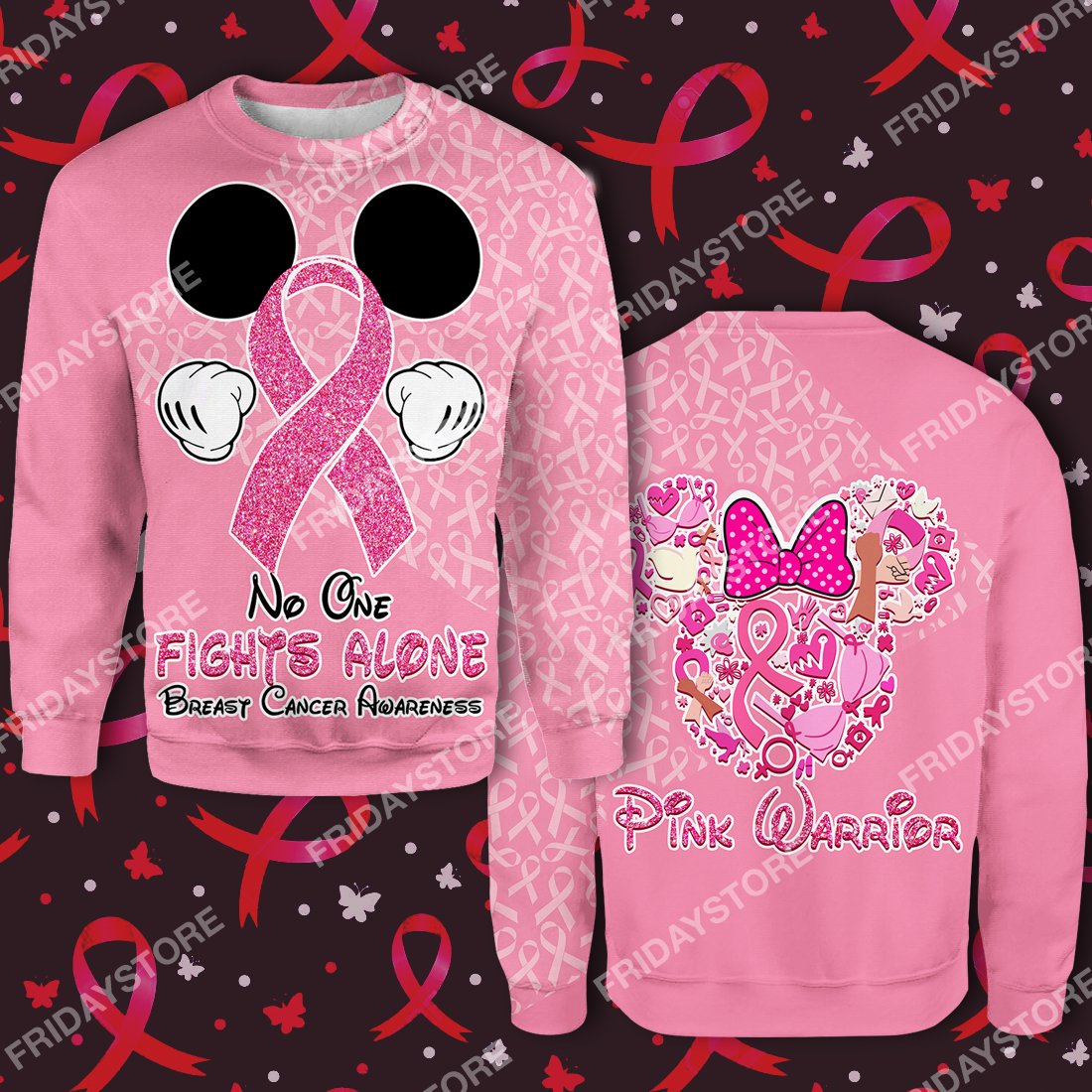 Unifinz Breast Cancer Hoodie Breast Cancer No One Fights Alone T-shirt Hoodie Adult 2022