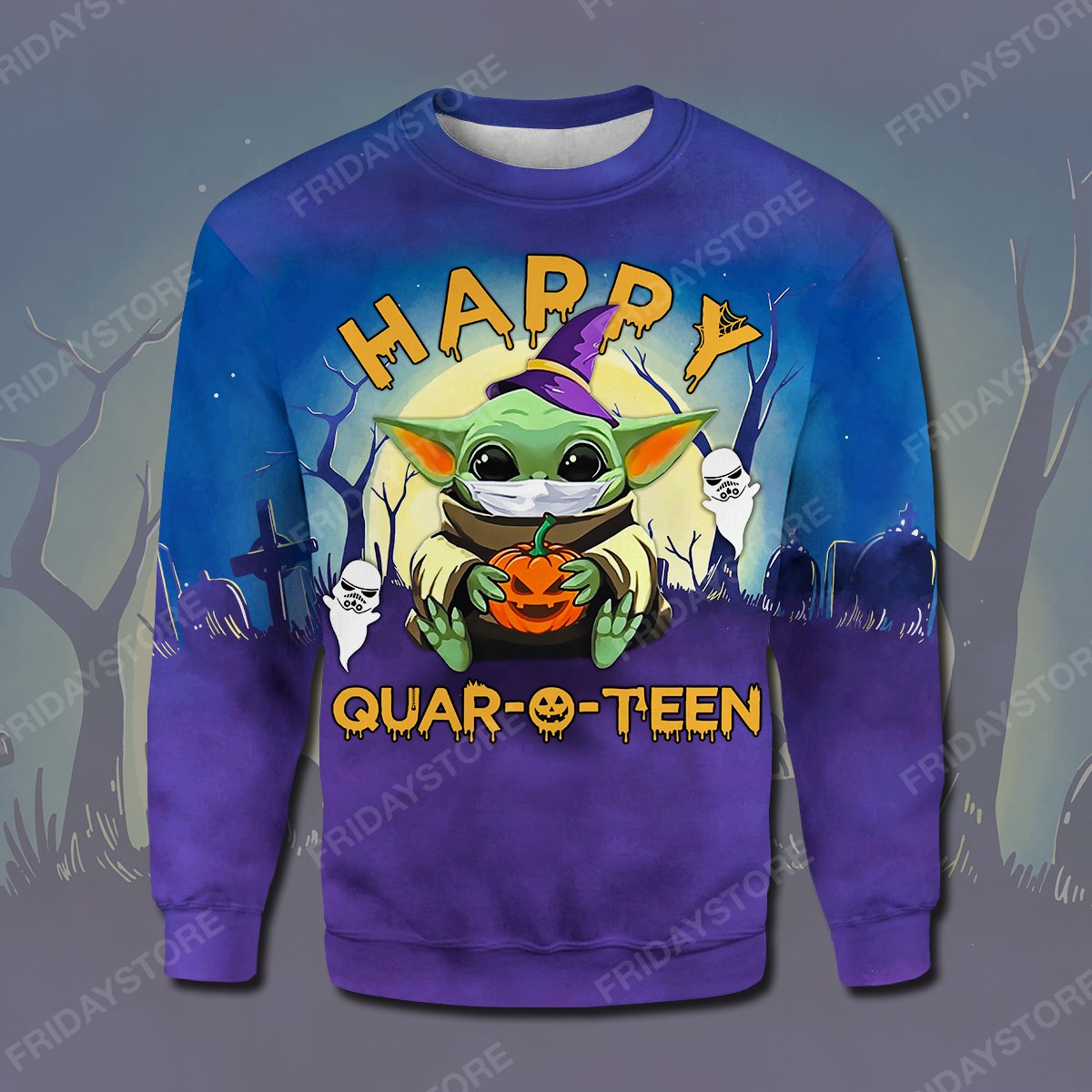 Unifinz SW T-shirt Grogu Happy Quaroteen HalloweenT-shirt Hoodie Adult 2022