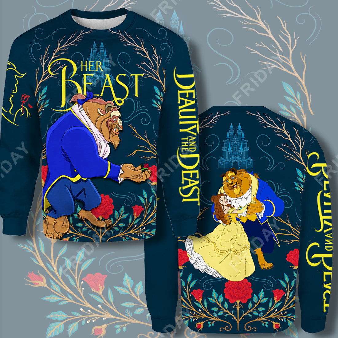 Unifinz DN T-shirt Beauty & The Beast Her Beast Couple T-shirt Awesome DN Beauty & The Beast Hoodie Sweater 2022