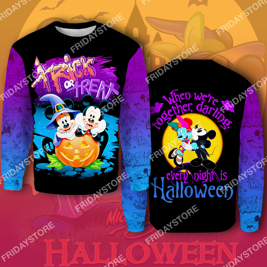 Unifinz DN T-shirt We're Together Darling Every Night Is Halloween T-shirt DN Mk Mouse Hoodie Sweater 2022