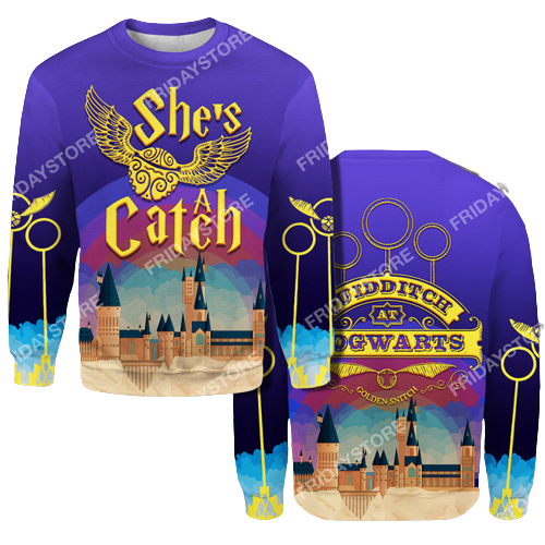 Unifinz HP T-shirt Quidditch Couple She's A Catch T-shirt HP Couple Hoodie Sweater 2022