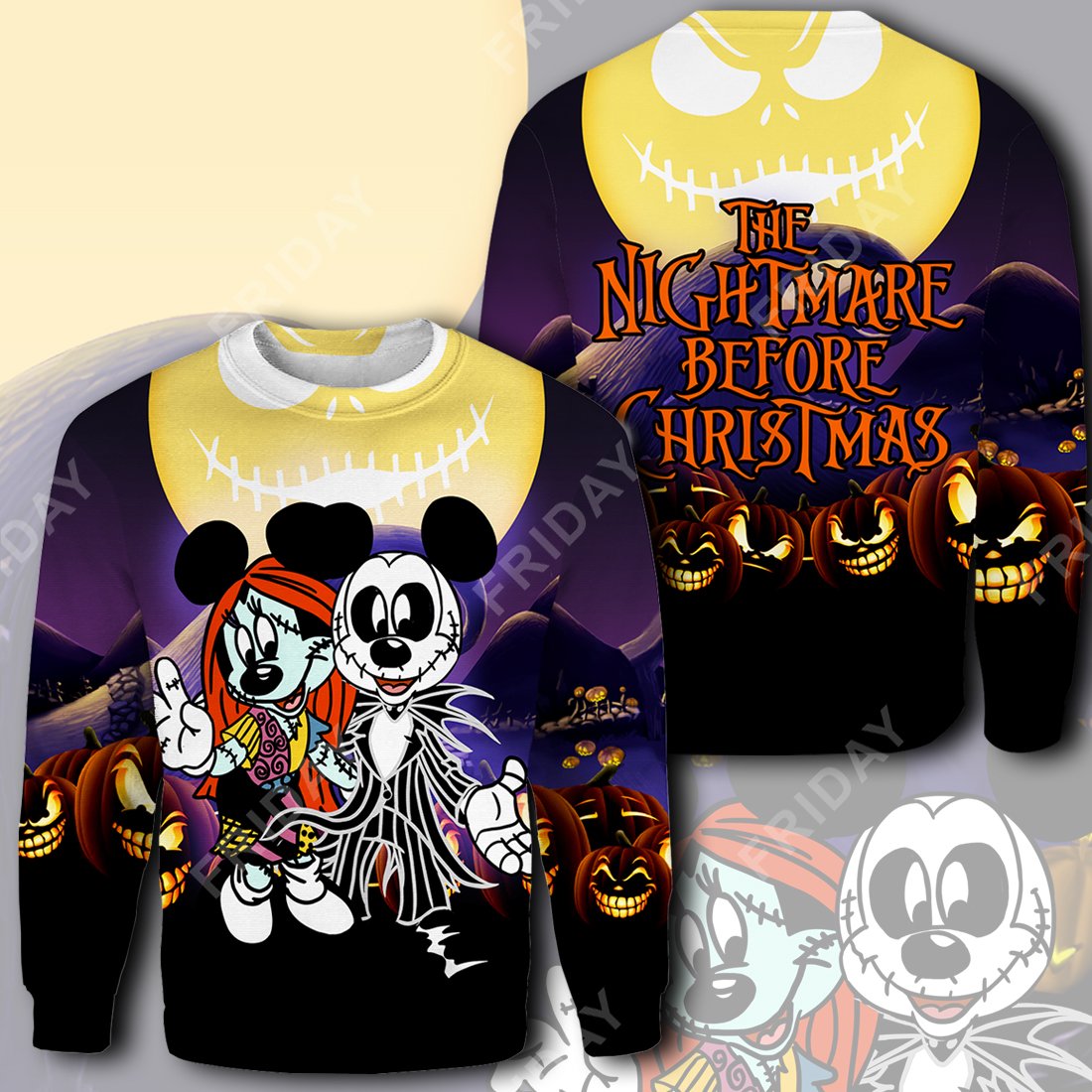 Unifinz DN T-shirt Mouse Couple Nightmare Before Christmas T-shirt Awesome DN MK Mouse Hoodie Sweater 2022