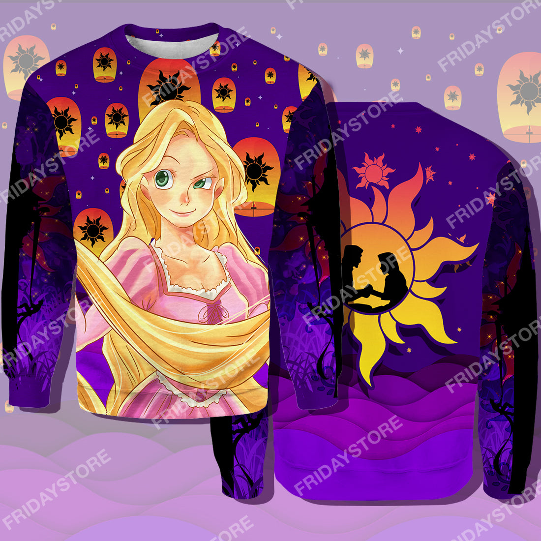 Unifinz DN Rapunzel T-shirt Princess Tangled Rapunzel Couple Silhouette T-shirt DN Tangled Apparel DN Rapunzel Hoodie Sweater 2022