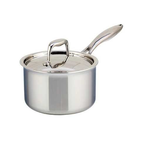 D3 Stainless 3-ply Bonded Cookware, Saucier with Whisk, 2 quart
