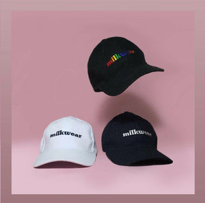 Milkwear Cap in Black w/ Rainbow Font