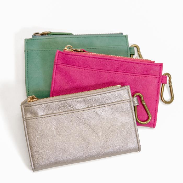 Silver Bobbie Bifold Wallet w/Carabiner