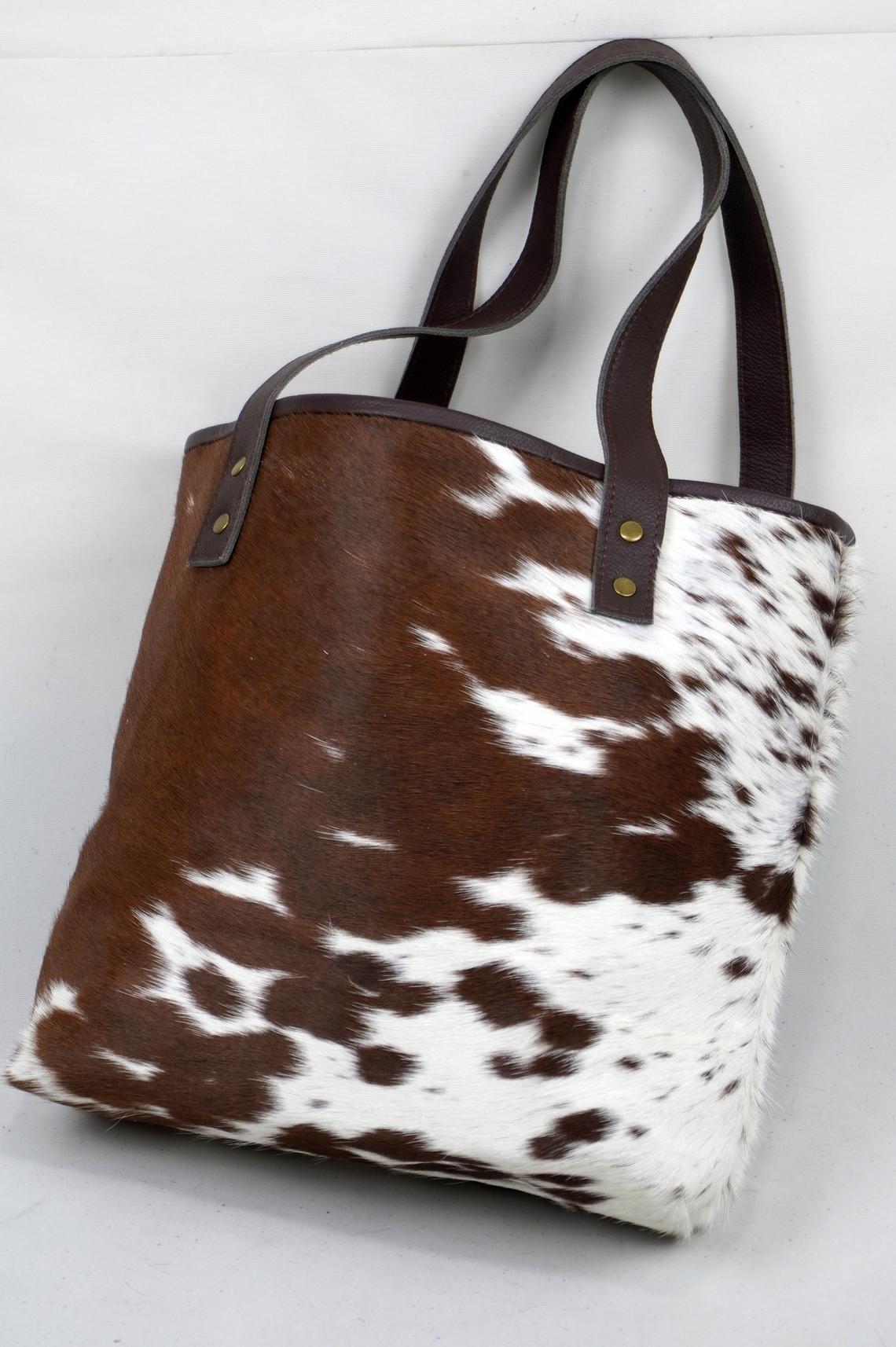 Double Sided Natural Cowhide Tote Bags | Double Sided Hair On Leather ...