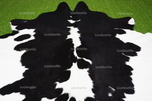 Black White XLARGE (6 X 6.5 ft.) Exact As Photo Cowhide Rug | 100% Natural Cowhide Area Rug | Real Hair-on Leather Cowhide Rug | C810