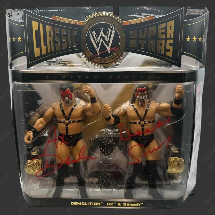 Demolition Ax & Smash dual signed WWE Jakks Classic Superstars 2-pack  Action Figure