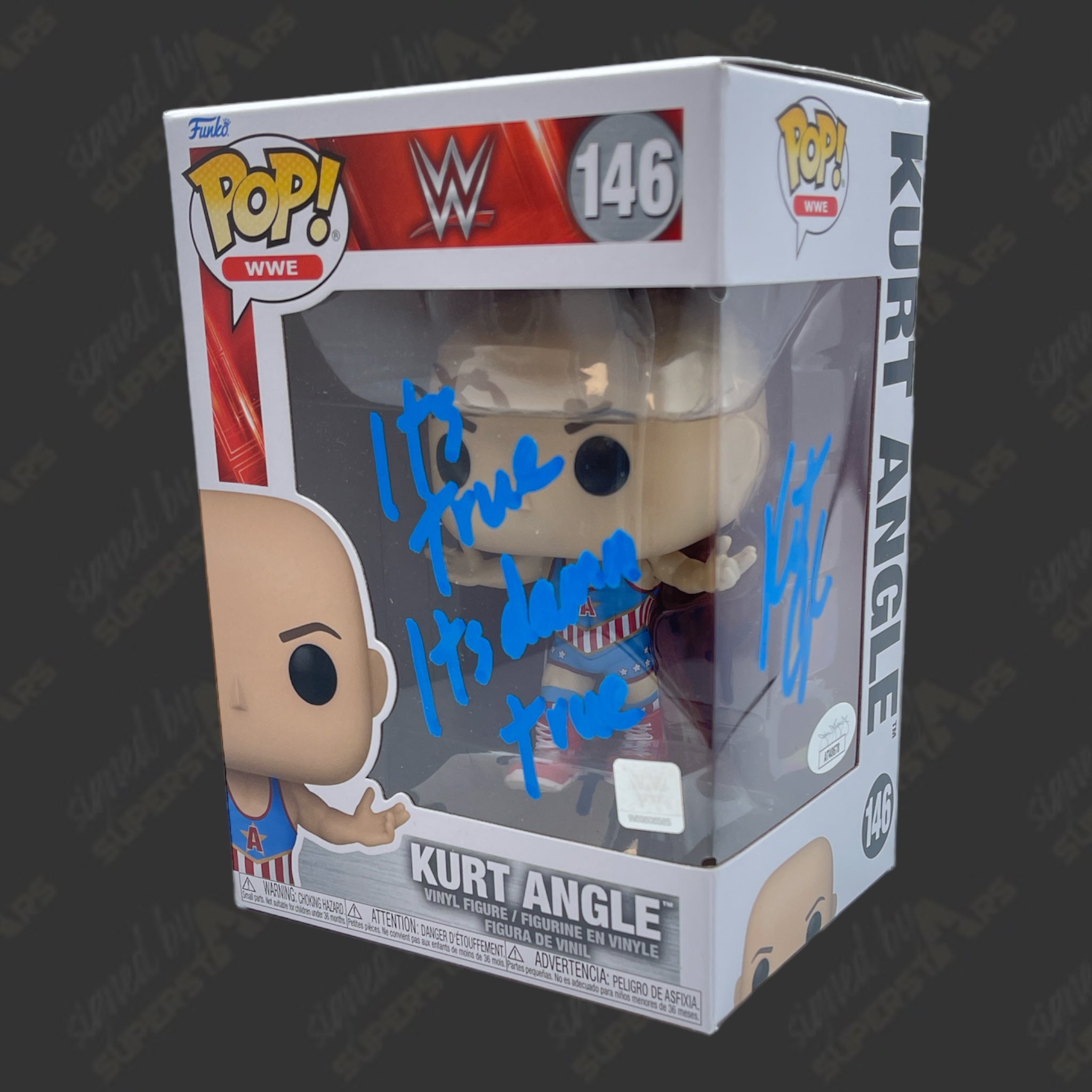 Kurt Angle signed WWE Funko POP Figure #146 (w/ JSA)