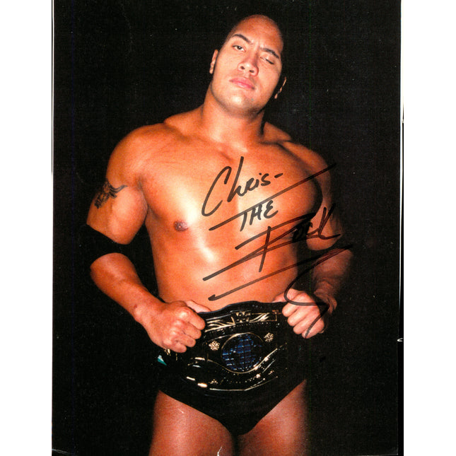 WWE THE ROCK SIGNED THE PEOPLE'S EYEBROW 8X10 PHOTO