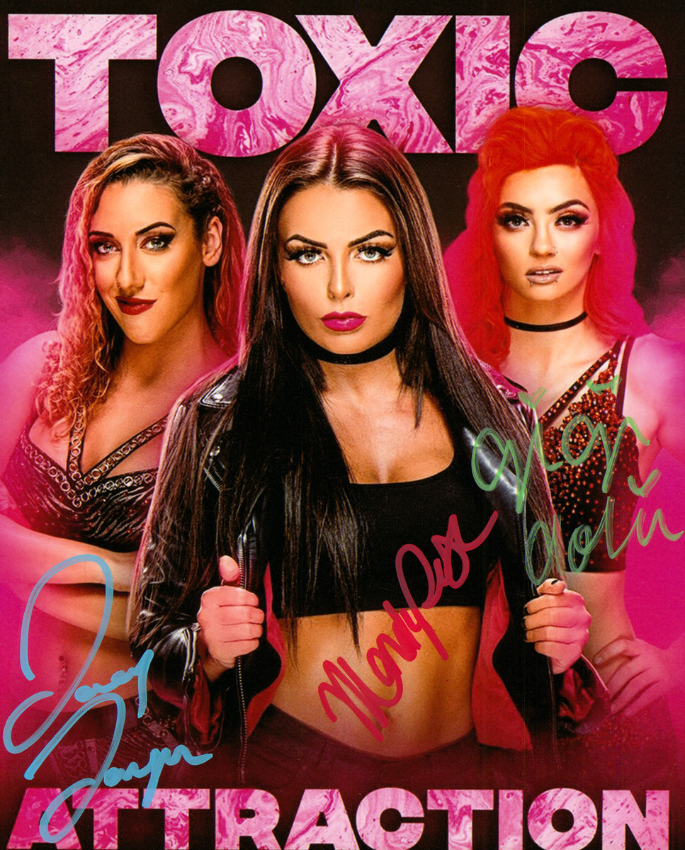 Toxic Attraction Mandy Rose, Gigi Dolin & Jacy Jayne triple signed 8