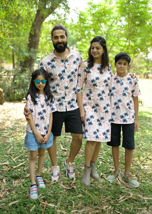 Yellow Floral Printed Family Twin Set