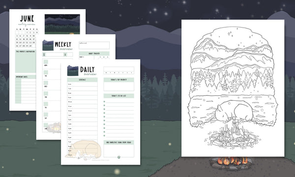 Persnickety Pets: June 2022 Patreon planner sheets and coloring pages