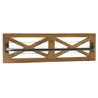 Autumn Alley Rustic Farmhouse Towel Rack - Rustic Inlaid Wood and Matte  Black Towel Bar