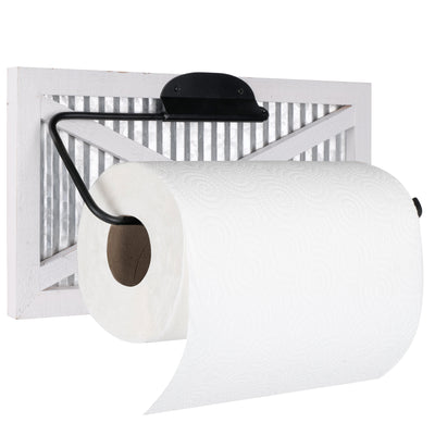White and Galvanized Barn Door Paper Towel Holder