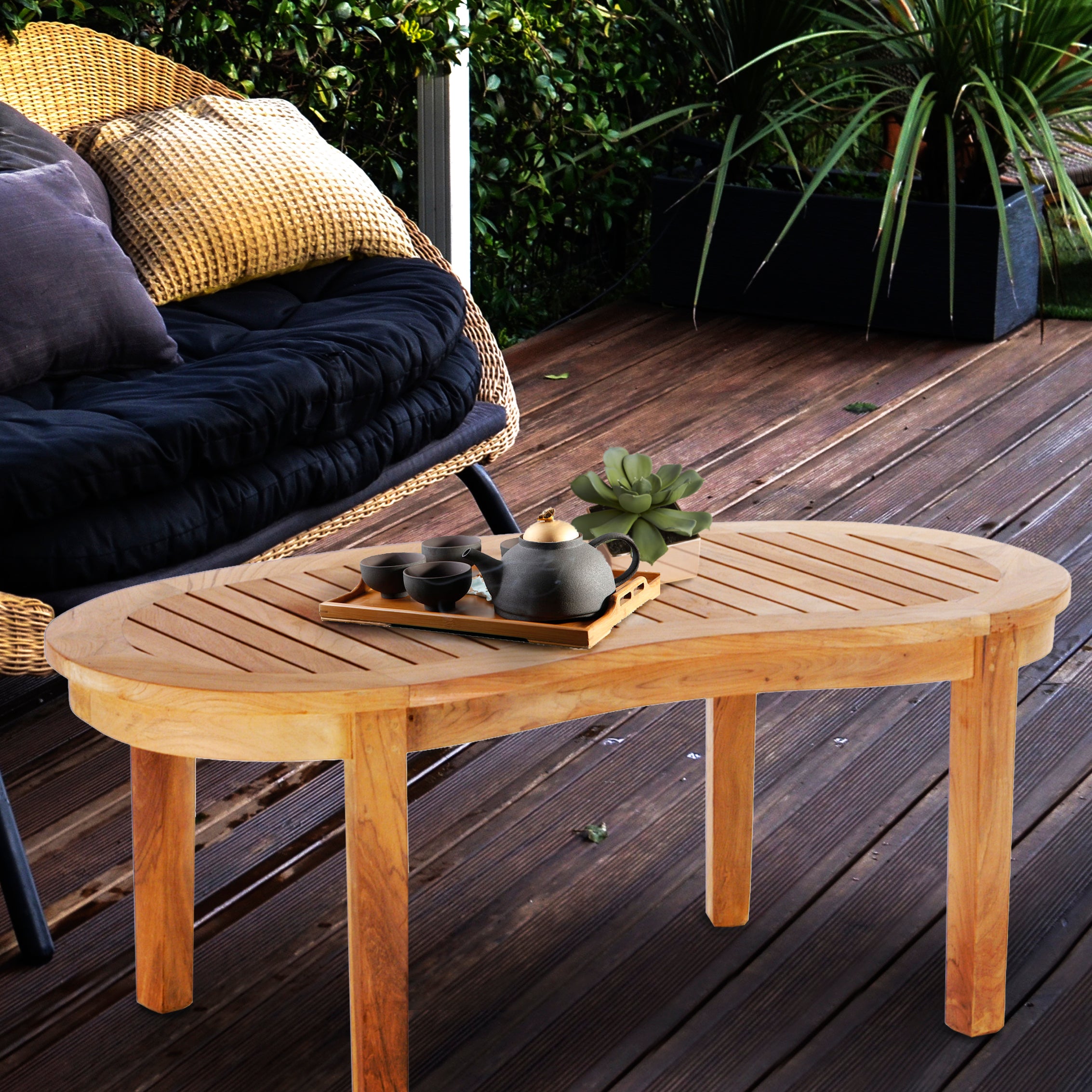 Teak Wood Peanut Coffee Table - Chic Teak