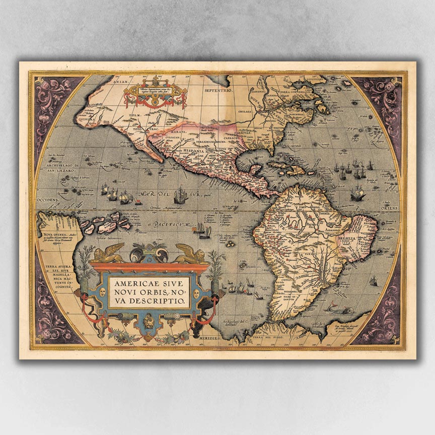 1598 New World Map Of The Americas America Sive Novi Orbis Nova Descr Franklin Mint 8235