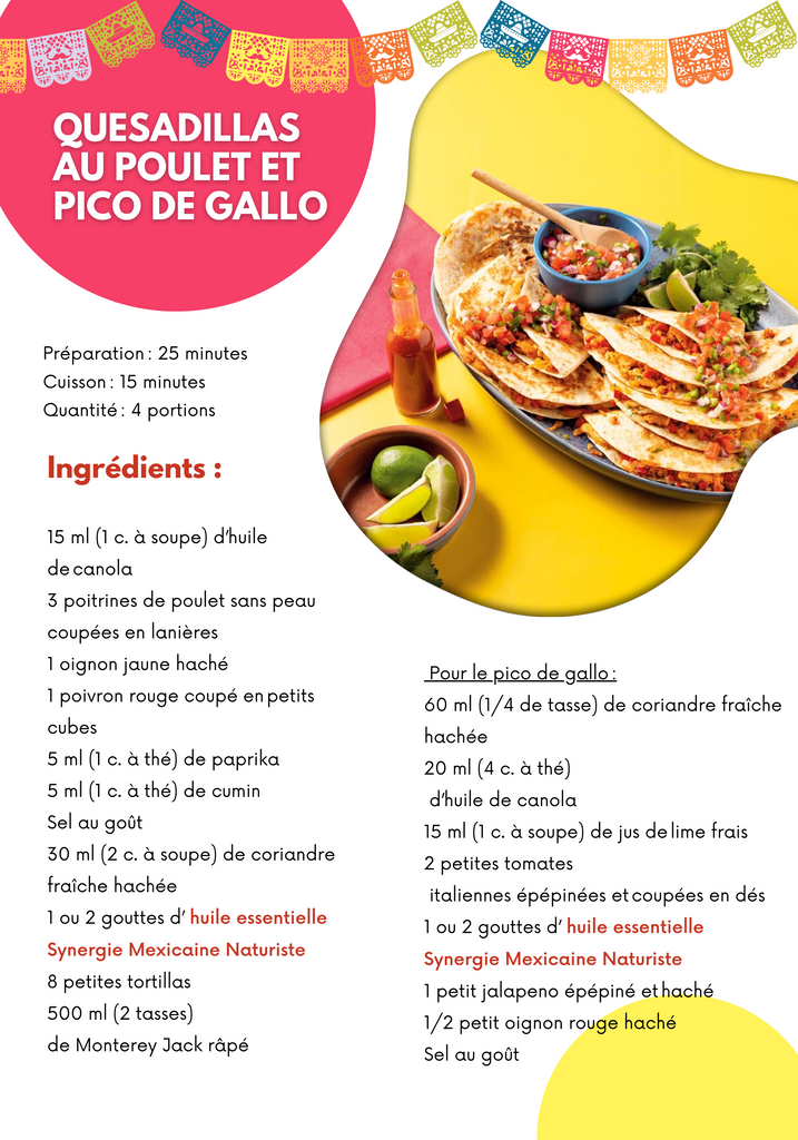 Recette de quesadillas au poulet et pico de gallo