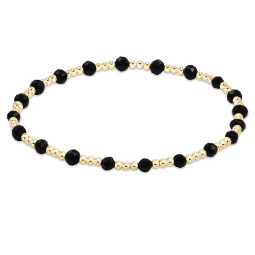 Enewton | Gemstone Gold Sincerity Pattern 3mm Bead Bracelet - Faceted Onyx