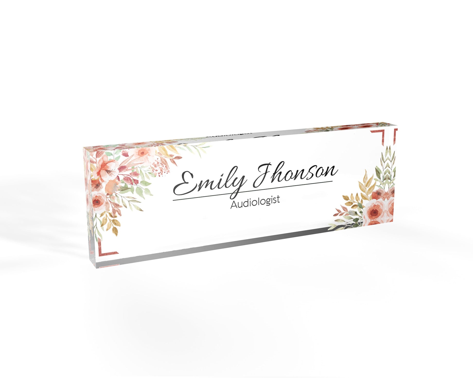 Desk Name Plate Office Supply Personalized Secretary Sign Gift Custom Professional Office Sign modern floral vintage 8"x2.5"