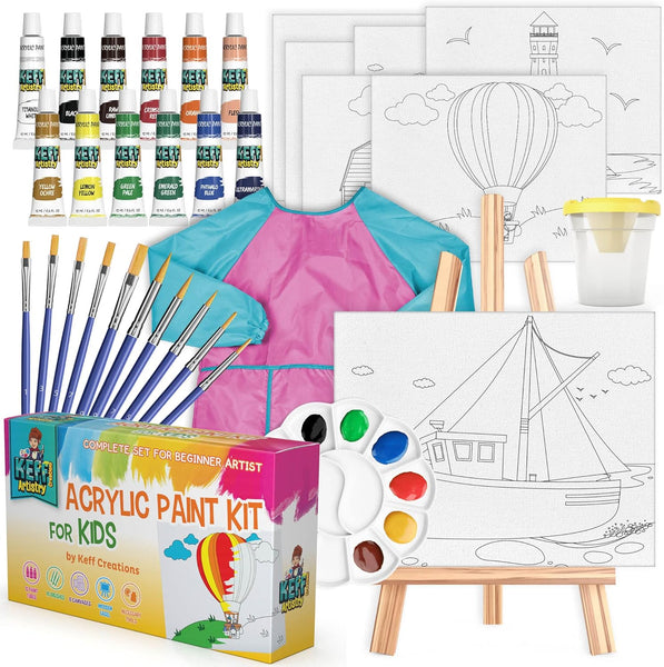 KEFF Acrylic Paint Set for Adults - Art Painting Supplies Kit with Tabletop  - Helia Beer Co