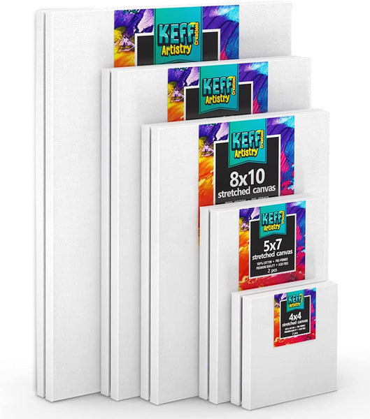 KEFF Canvases for Painting - 24 Pack Art Paint Canvas Panels Set Boards -  5x7, 8x10, 9x12, 11x14 Inches 100% Cotton Primed Painting Supplies for  Acrylic, Oil, Tempera & Watercolor Paint