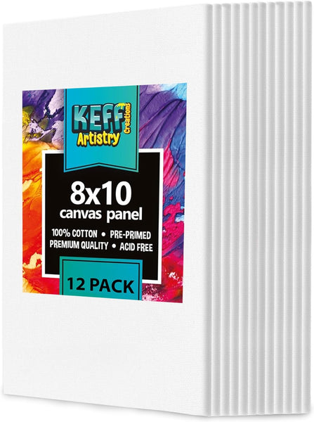 Arteza 5x7 Stretched White Blank Canvas, Bulk Pack of 12, Primed 100% Cotton