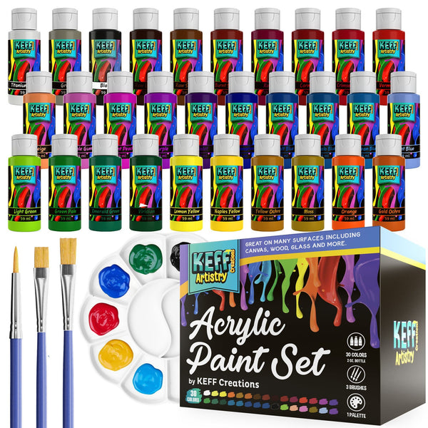 KEFF Creations Acrylic Paint Set - 54 Piece Professional Artist Painting  Supplies Kit, Art Painting, 24 Acrylic Paint Tubes, Paintbrushes, Canvases  and More-for Adults & Beginners 