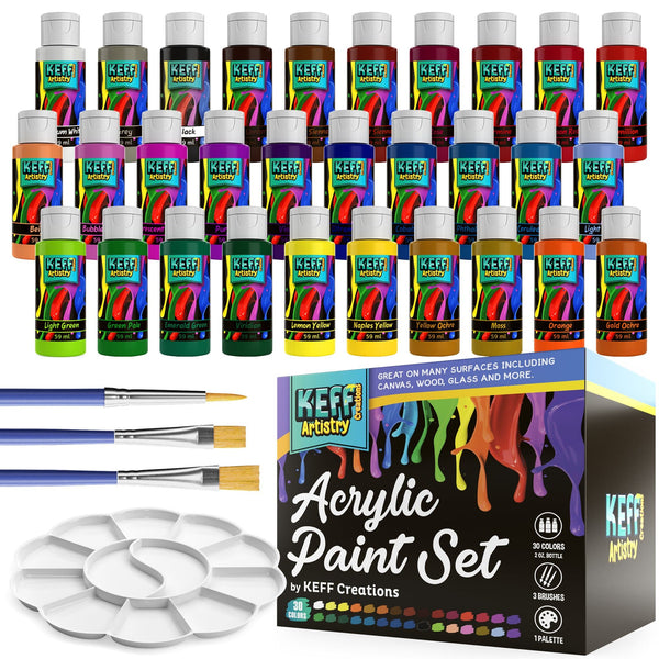 KEFF Painting Kit Supplies - Acrylic Paint Set for Adults and Kids with  Tabletop