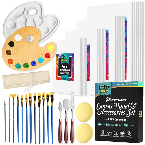 KEFF Kids Painting Set - Acrylic Paint Set for Kids - Art Supplies Kit with  Pre